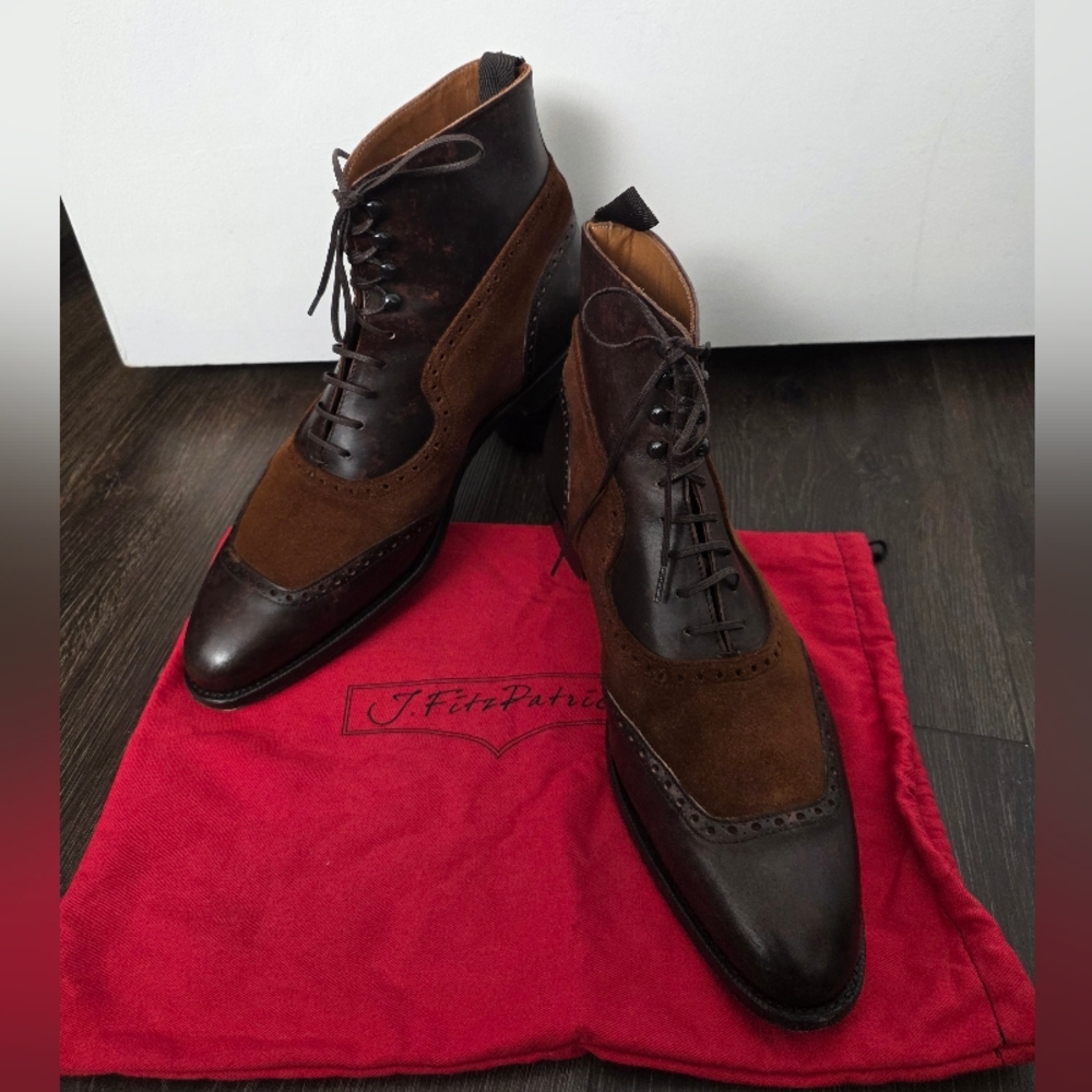 J.FitzPatrick Pinehurst Marble Patina & Suede Boots - 10E UK (Fits US 11-12)